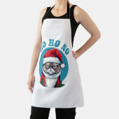 Ho ho nee - grappige chagrijnige kerstman kat schort (Insitu)