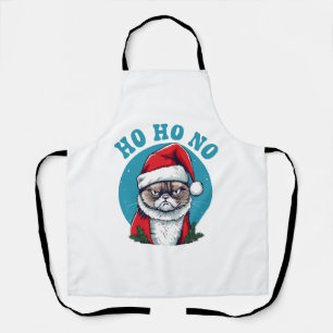Ho ho nee - grappige chagrijnige kerstman kat schort