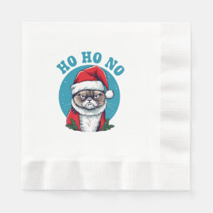 Ho ho nee - grappige chagrijnige kerstman kat servet