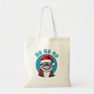 Ho ho nee - grappige chagrijnige kerstman kat tote bag
