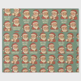 HO HO Nope Green Background Cadeaupapier