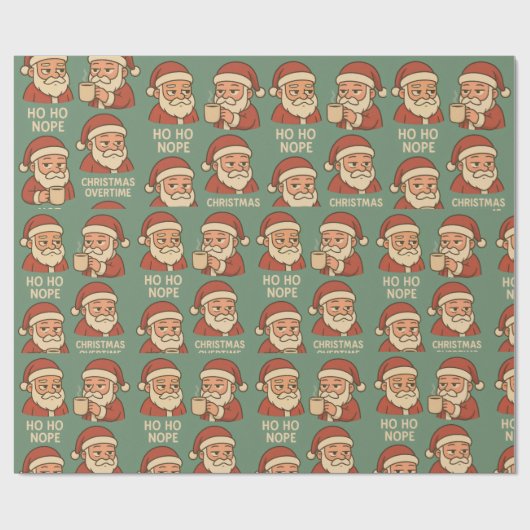 HO HO Nope Green Background Cadeaupapier (Vlak)