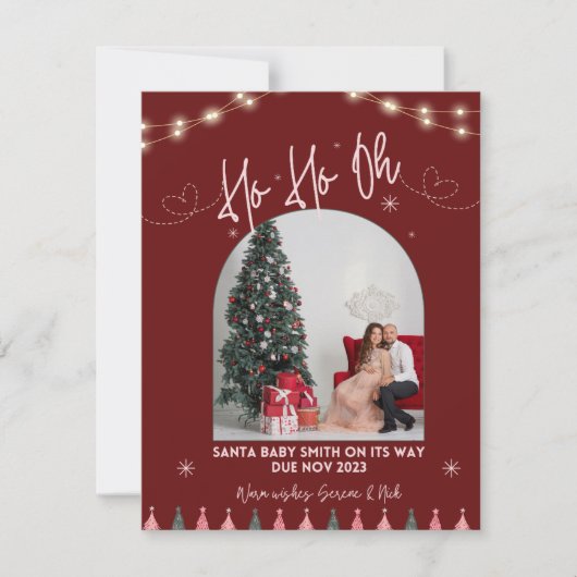 Ho ho oh baby kerst zwangerschapsaankondiging feestdagenkaart (Voorkant)