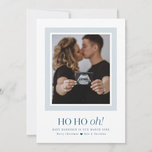 Ho Ho Oh Zwangerschapsuitkondiging kerstkaart (Voorkant)