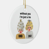 Ho Ho-Ornament voor kerstdames - Goud en zilver Keramisch Ornament (Rechts)