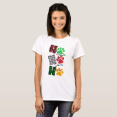 Ho Ho Paw Prints Plakken Kerstverlichting Hond T-shirt (Voorkant volledig)