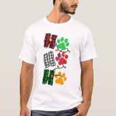 Ho Ho Paw Prints Plakken Kerstverlichting Hond T-shirt (Voorkant)