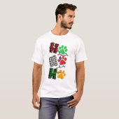 Ho Ho Paw Prints Plakken Kerstverlichting Hond T-shirt (Voorkant volledig)