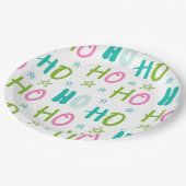 Ho Ho Pink Teal Stars Modern Christmas Papieren Bordje (Gekanteld)