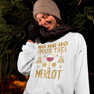 Ho Ho Pour de Merlot Gold Glitter Holiday Trui