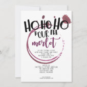 Ho Ho Pour de Merlot Kerstparty Kaart (Voorkant)