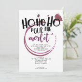 Ho Ho Pour de Merlot Kerstparty Kaart (Staand voorkant)