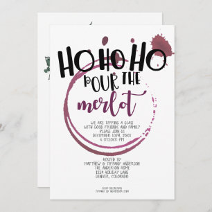 Ho Ho Pour de Merlot Kerstparty Kaart