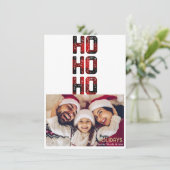 HO HO Red Buffalo Pset Holiday Fotokaart Kaart (Staand voorkant)