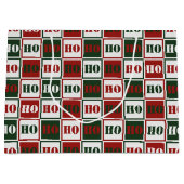 HO HO Red, Green & White Squared Groot Cadeauzakje (Voorkant)