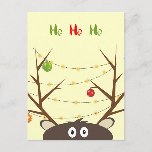 Ho Ho Reindeer Briefkaart (Voorkant)