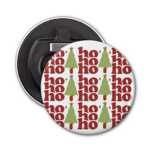 Ho Ho Retro Groovy Kerst Feestdagen Button Flesopener