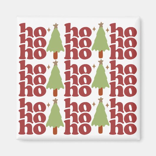Ho Ho Retro Groovy Kerst Feestdagen Magneet (Voorkant)