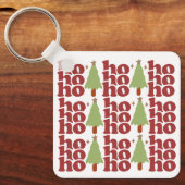 Ho Ho Retro Groovy Kerst Feestdagen Sleutelhanger (Voorkant)