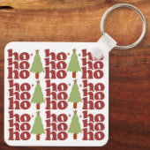 Ho Ho Retro Groovy Kerst Feestdagen Sleutelhanger (Achterkant)
