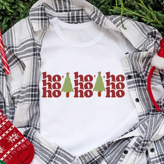 Ho Ho Retro Groovy Kerst Feestdagen Tri-Blend Shirt