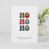 Ho Ho Retro Typografie Foto Feestdagenkaart (Staand voorkant)