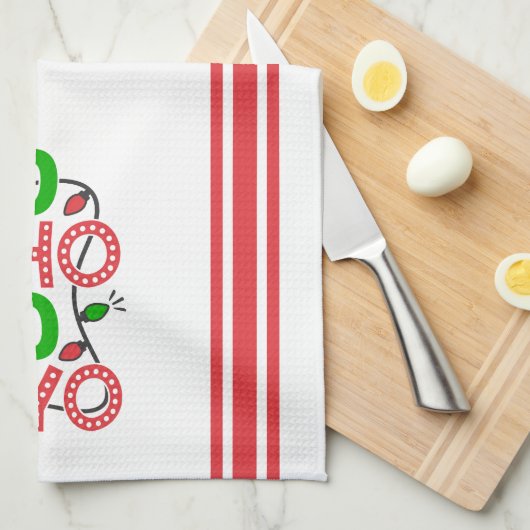 Ho Ho Rode en Groene Kerst Theedoek (Quarter Fold)