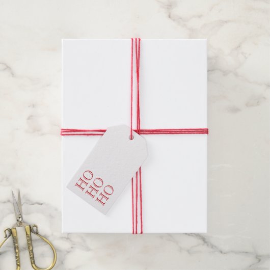 Ho Ho Rood en wit blanco met moderne kerst Cadeaulabel (Met Touw)