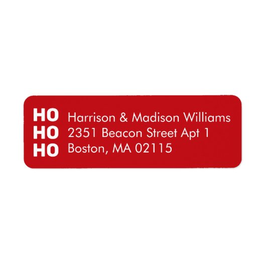Ho Ho Rood en wit kerstretour Adres Etiket (Voorkant)
