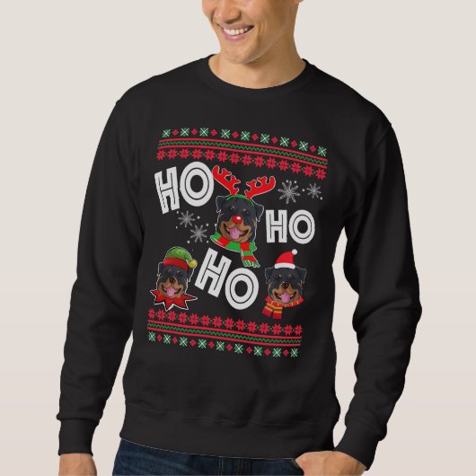 Ho Ho Rottweiler Hondenkerst Trui (Voorkant)
