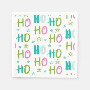 Ho Ho Roze Teal Sterren Modern Kerstmis Servet