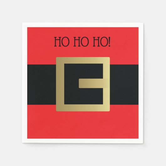 HO HO Santa Claus Belt Kerstfeest Servet (Voorkant)