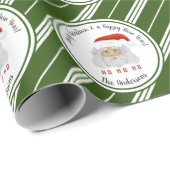 HO HO Santa Claus Groene Lijnen Vrolijk Kerstfeest Cadeaupapier (Rol Hoek)