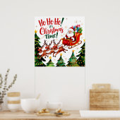 Ho Ho Santa Claus Kerstmis Poster (Keuken)