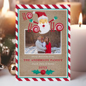 Ho Ho Santa Claus Pepermunt Kerstfoto Feestdagenkaart