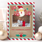 Ho Ho Santa Claus Pepermunt Kerstfoto Feestdagenkaart