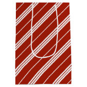 HO HO Santa Claus Rode Lijnen Vrolijk Kerstfeest Medium Cadeauzakje (Achterkant)