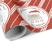 HO HO Santa Claus Rode Strepen Vrolijk Kerstfeest Cadeaupapier (Rol Hoek)