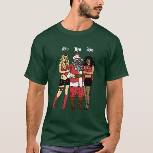 Ho Ho Santa (groen) T-shirt (Voorkant)