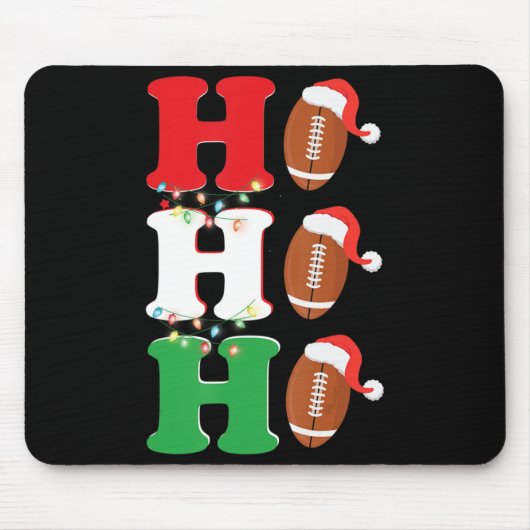 Ho Ho Santa Hat American Football Fun kerst Muismat (Voorkant)
