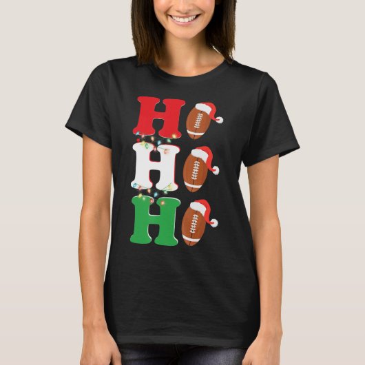 Ho Ho Santa Hat American Football Fun kerst T-shirt (Voorkant)