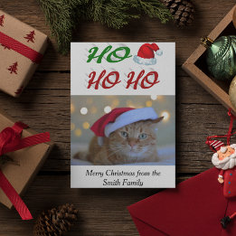 Ho Ho Santa Hat Kerstfotoscript Feestdagenkaart