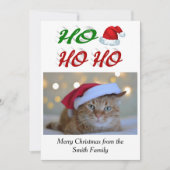Ho Ho Santa Hat Kerstfotoscript Feestdagenkaart (Voorkant)