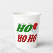 Ho Ho Santa Hat kersttypografie Papieren Bekers (Achterkant)