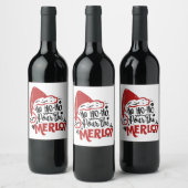 Ho Ho Santa Hat Merlot Fun Wine Wijn Etiket (Flessen)