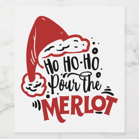 Ho Ho Santa Hat Merlot Fun Wine Wijn Etiket (Enkel label)