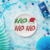 Ho Ho Santa Hat rood met kerstmis Papieren Bordje (Feest)