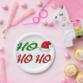 Ho Ho Santa Hat rood met kerstmis Papieren Bordje (Feest)