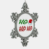 Ho Ho Santa Hat rood script Tin Sneeuwvlok Ornament (Links)