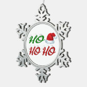 Ho Ho Santa Hat rood script Tin Sneeuwvlok Ornament (Rechts)